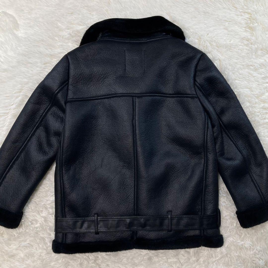 ZARA フェイクムートン ダブルライダース ボアジャケット ボア B-3