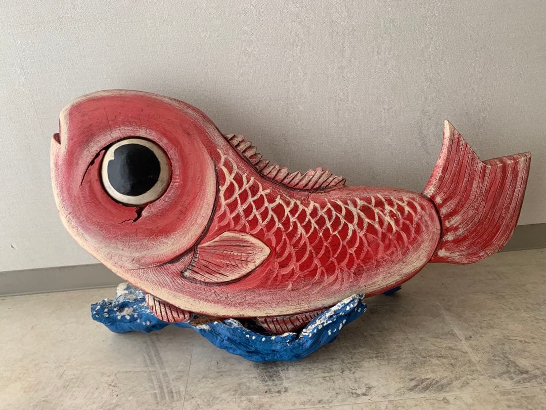 木彫り、縁起の良い鯉、置物、飾り