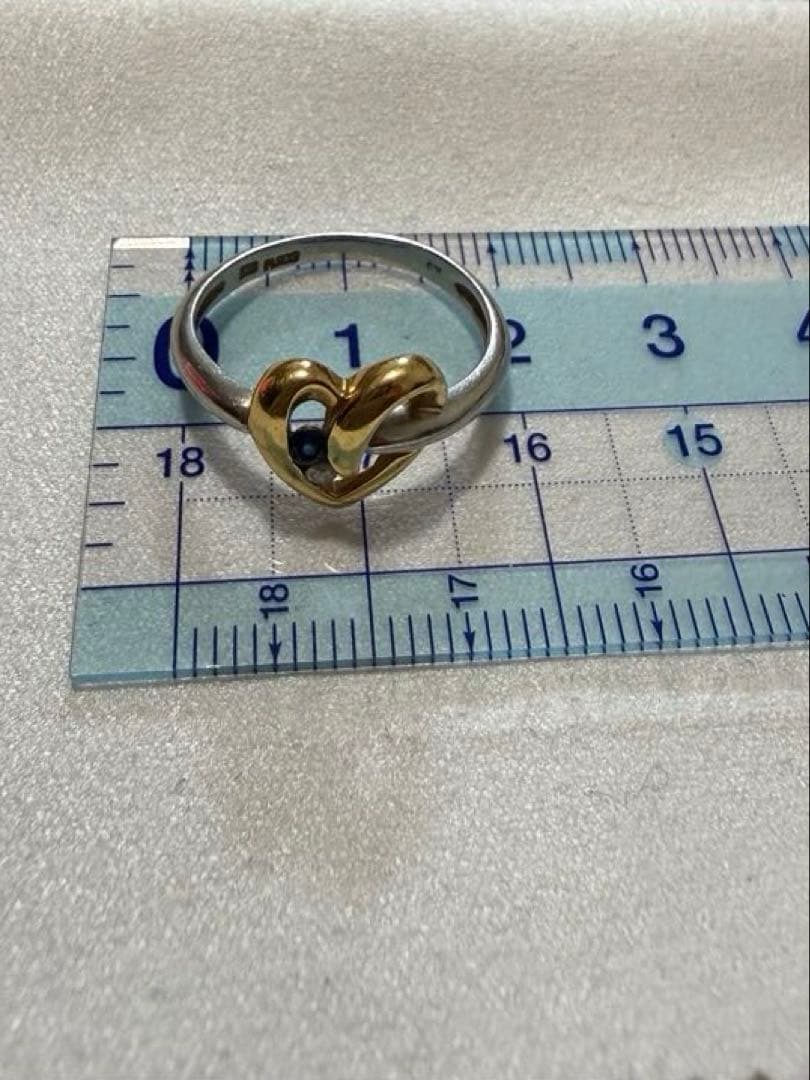 ★K18 /PTダイヤ・サファイアオープンハートリング★