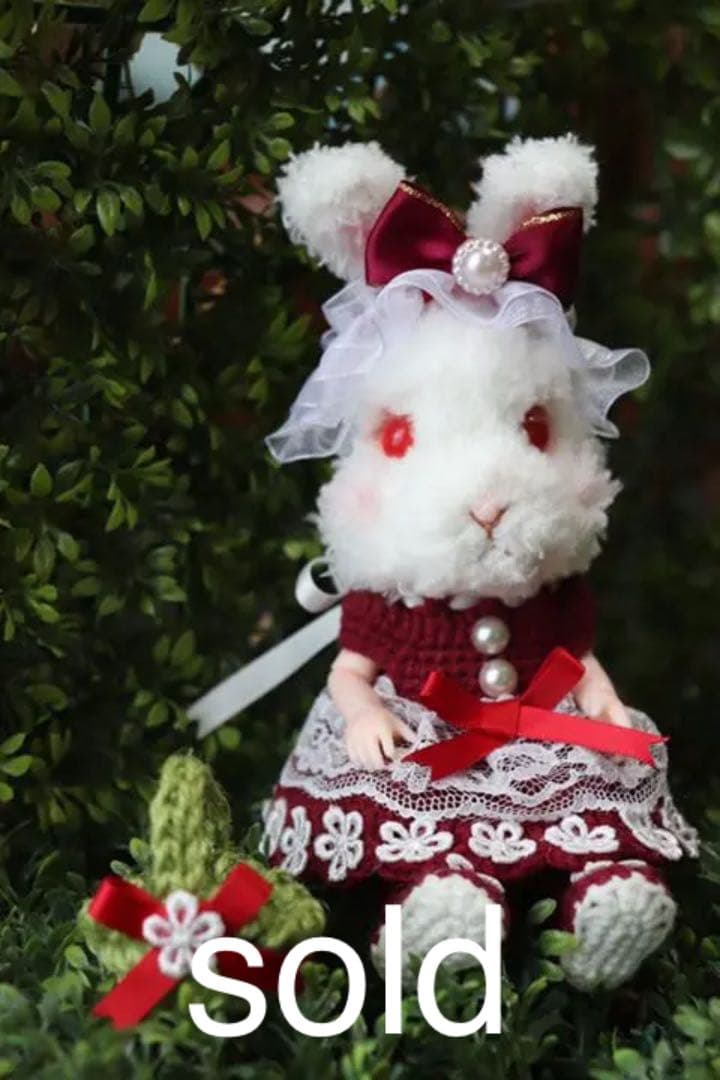 創作ドール　可動ボディ　うさぎちゃん　人形　編みぐるみ ブライス　友達　ラビット