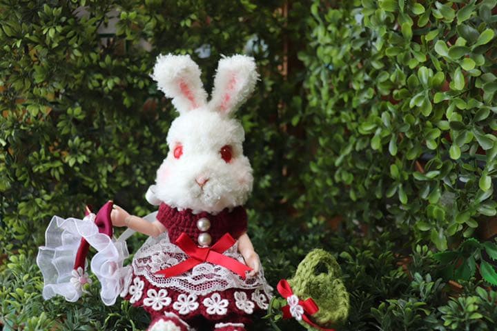 創作ドール　可動ボディ　うさぎちゃん　人形　編みぐるみ ブライス　友達　ラビット