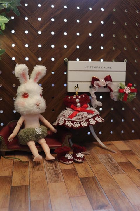 創作ドール　可動ボディ　うさぎちゃん　人形　編みぐるみ ブライス　友達　ラビット