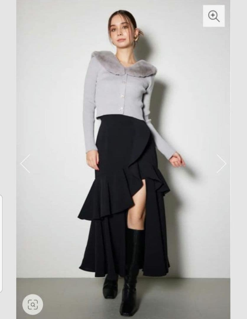 rienda ダブルフリルスリットスコートショートパンツ　ブラック　M