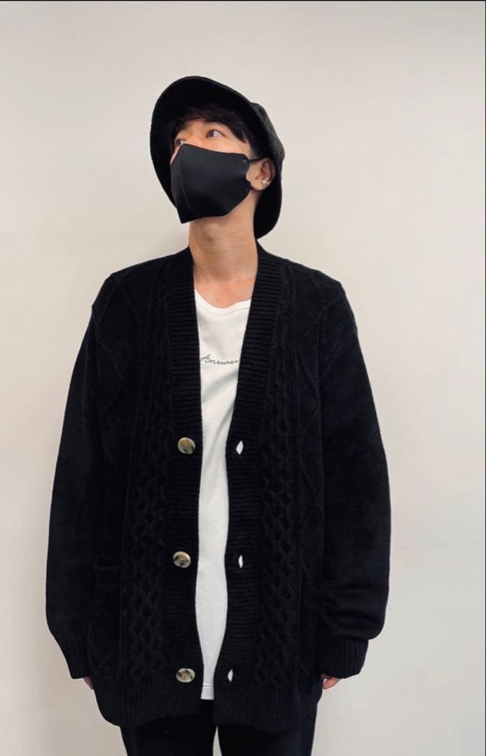 ABYTS 佐藤健　ケーブルニットカーディガン　サイズ3 ブラック