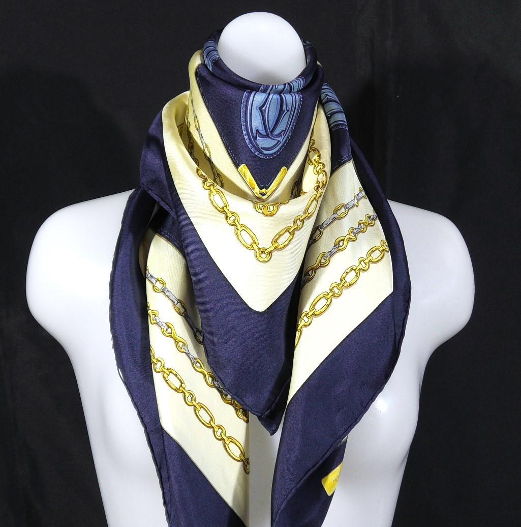 Cartier　カルティエ　大判シルクスカーフ　D480