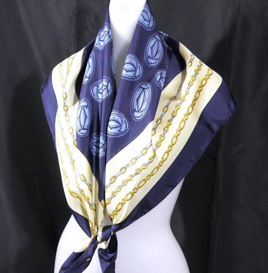 Cartier　カルティエ　大判シルクスカーフ　D480