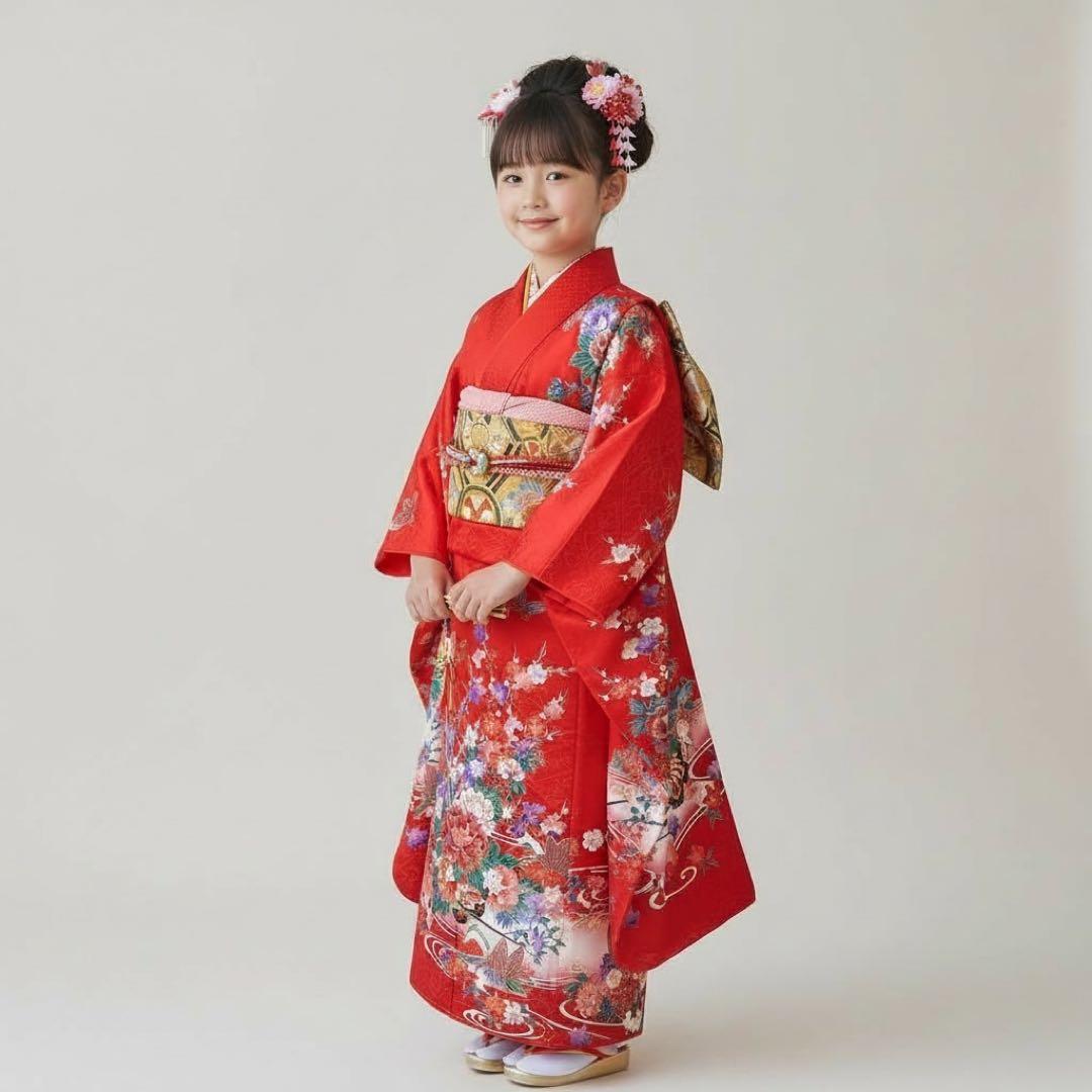 ◎mk-1071　未使用　女の子　七五三　振袖・襦袢セット　1-16