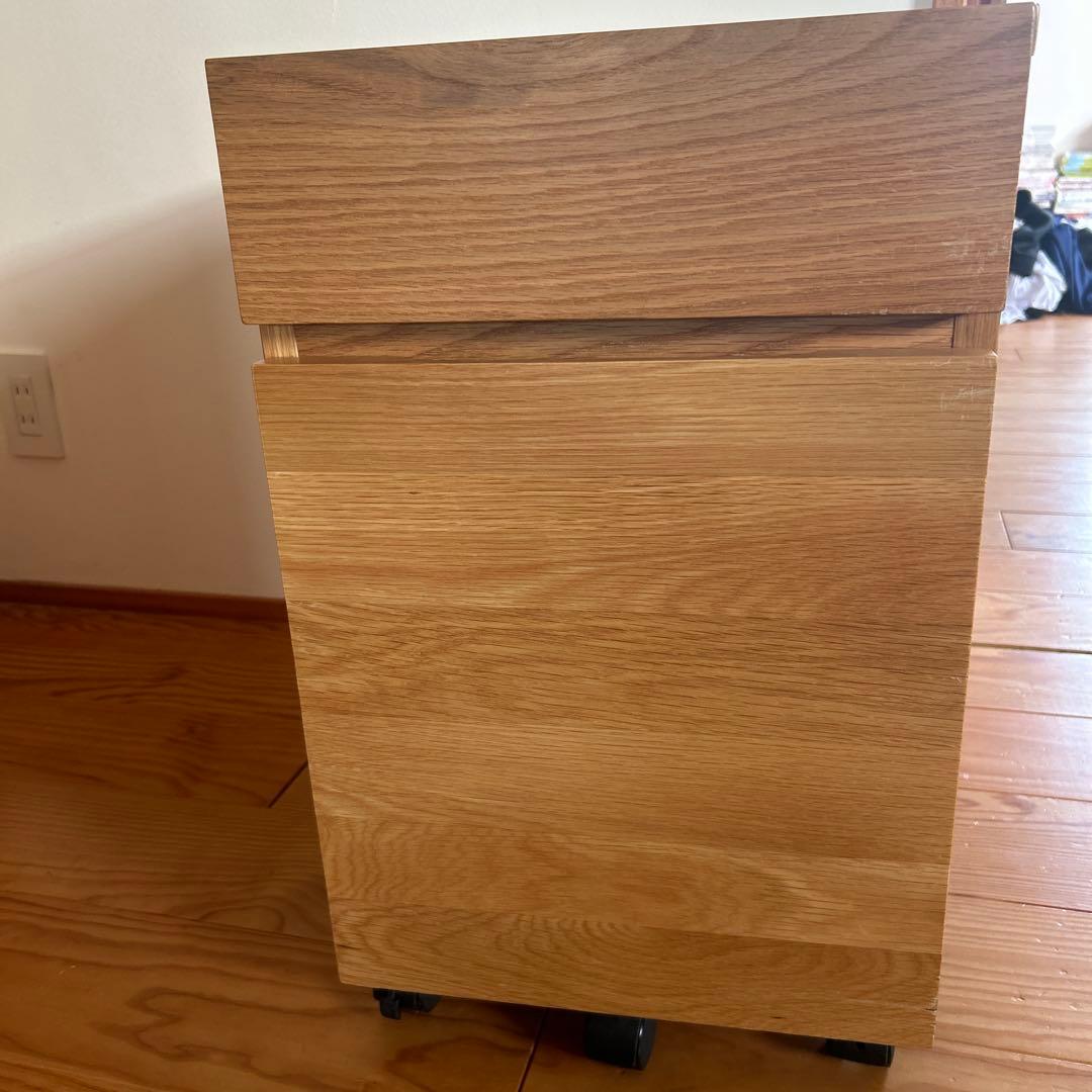 【廃盤品】無印良品 木製 デスクキャビネット 引き出し2段 タモ材
