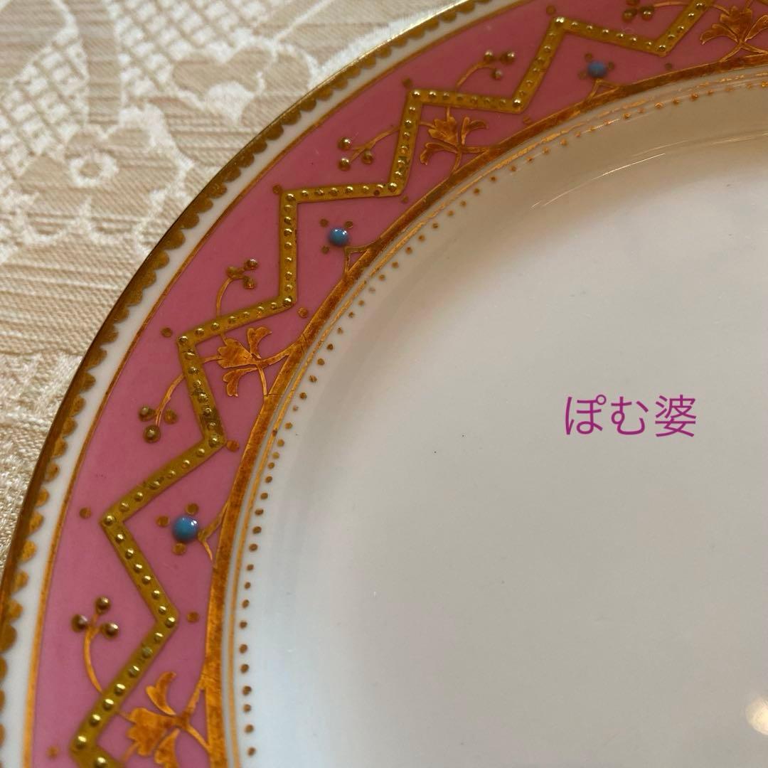 【英国／窯不明】金彩 金盛 エナメル／デザート皿 プレート ４枚セット