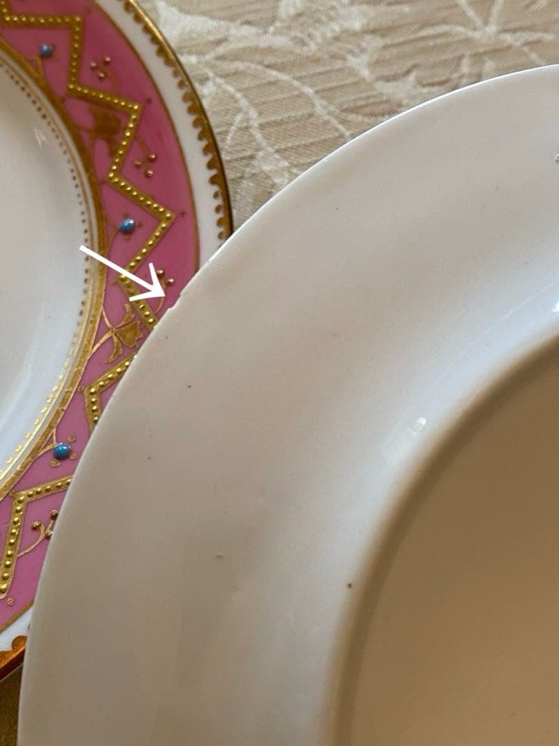 【英国／窯不明】金彩 金盛 エナメル／デザート皿 プレート ４枚セット