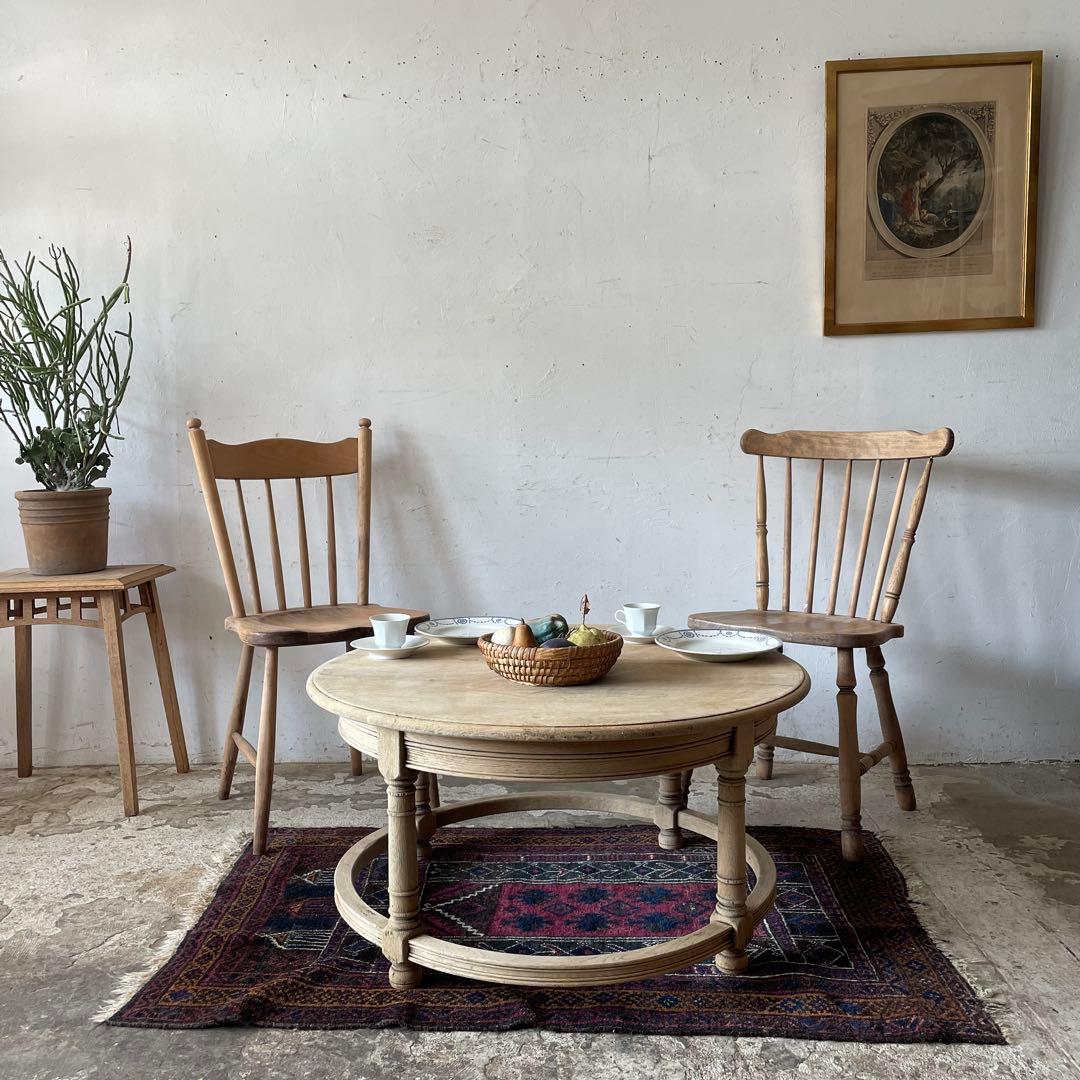 ビンテージ　ラウンドコーヒーテーブル　ラウンドセンターテーブル　剥離