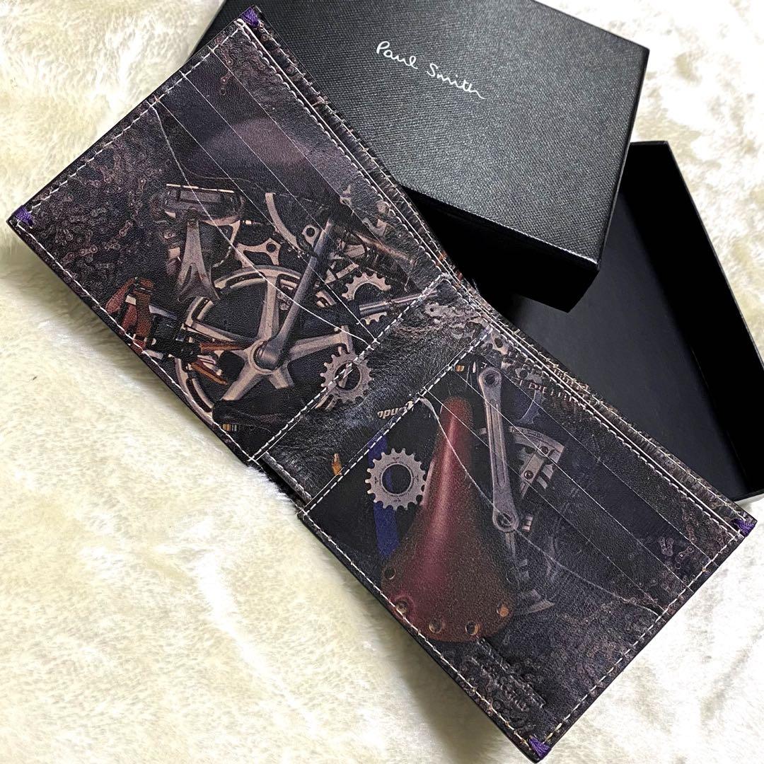 新品箱付き✨ポールスミス　二つ折り財布　札入れ　マウテンバイク　自転車　黒レザー