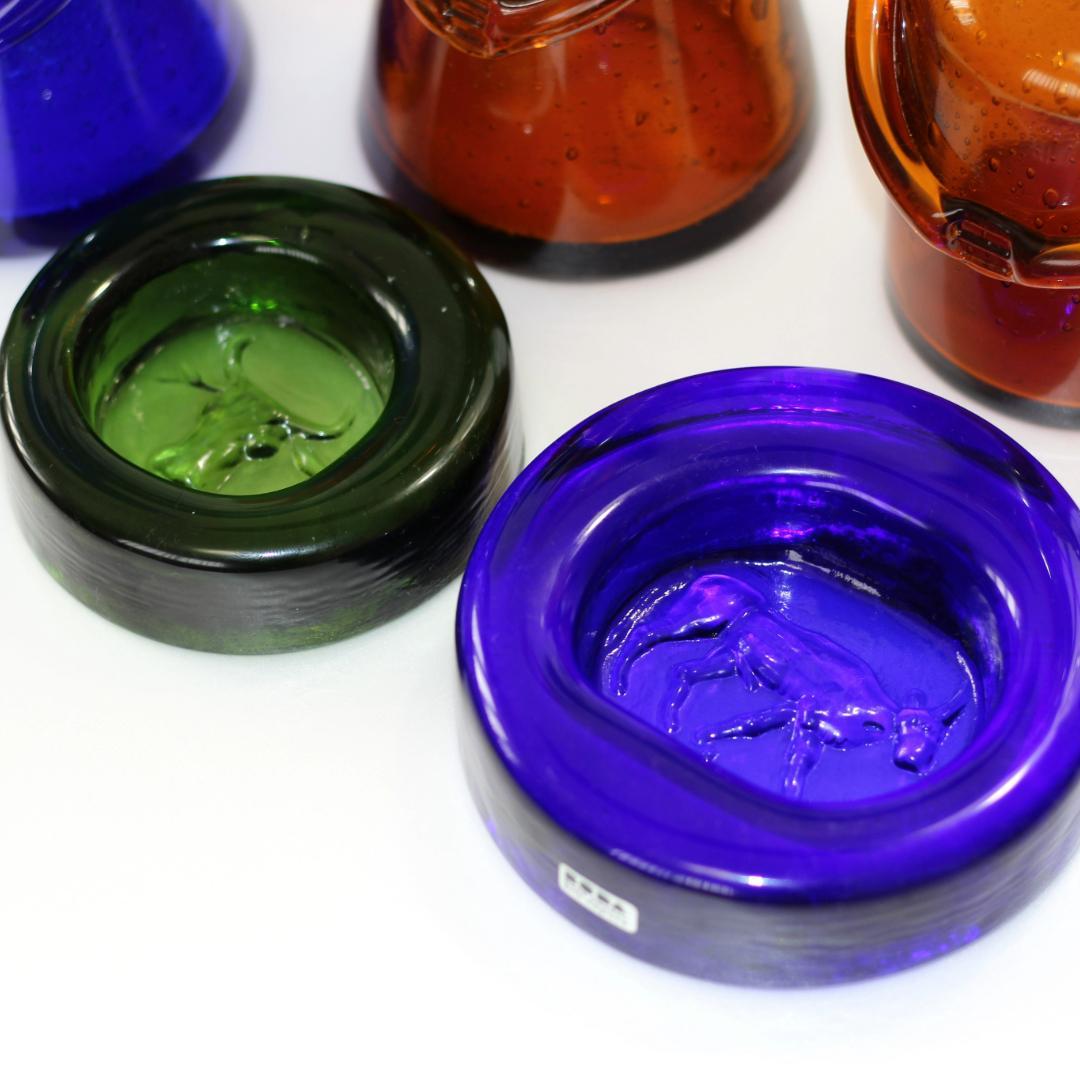 【大人気・シールあり】エリックホグラン　ガラスオブジェ　ブルー　北欧ヴィンテージ