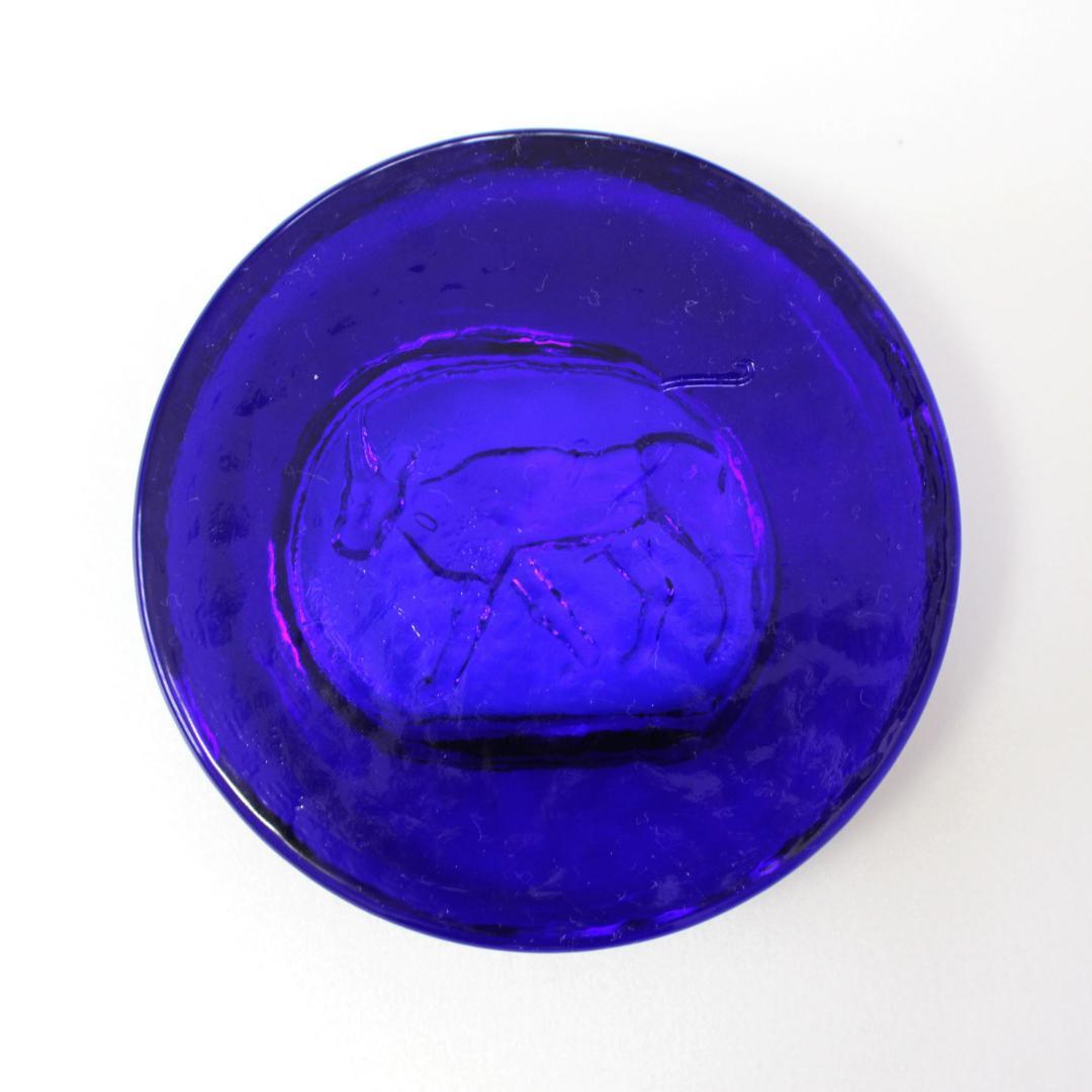 【大人気・シールあり】エリックホグラン　ガラスオブジェ　ブルー　北欧ヴィンテージ