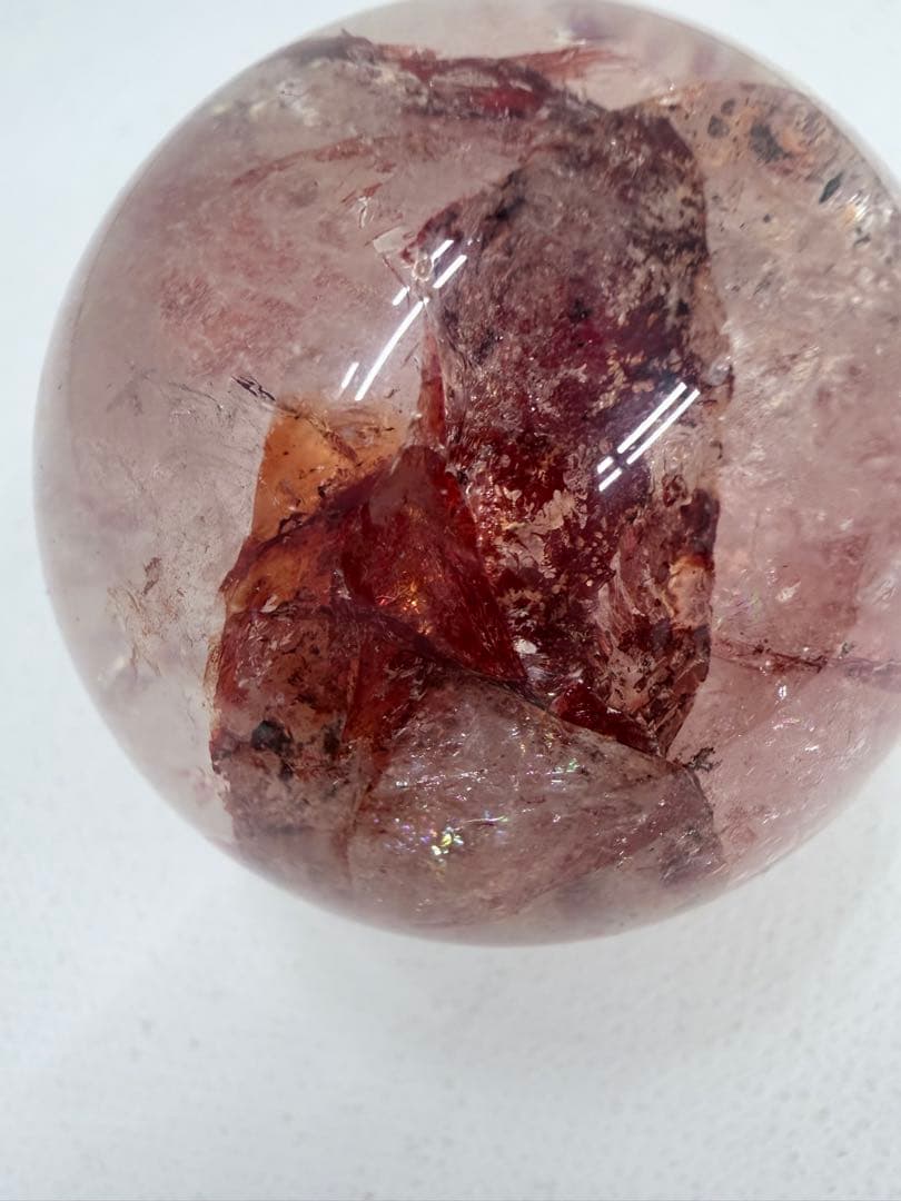 ファイヤークォーツ　スフィア　丸玉　虹　C