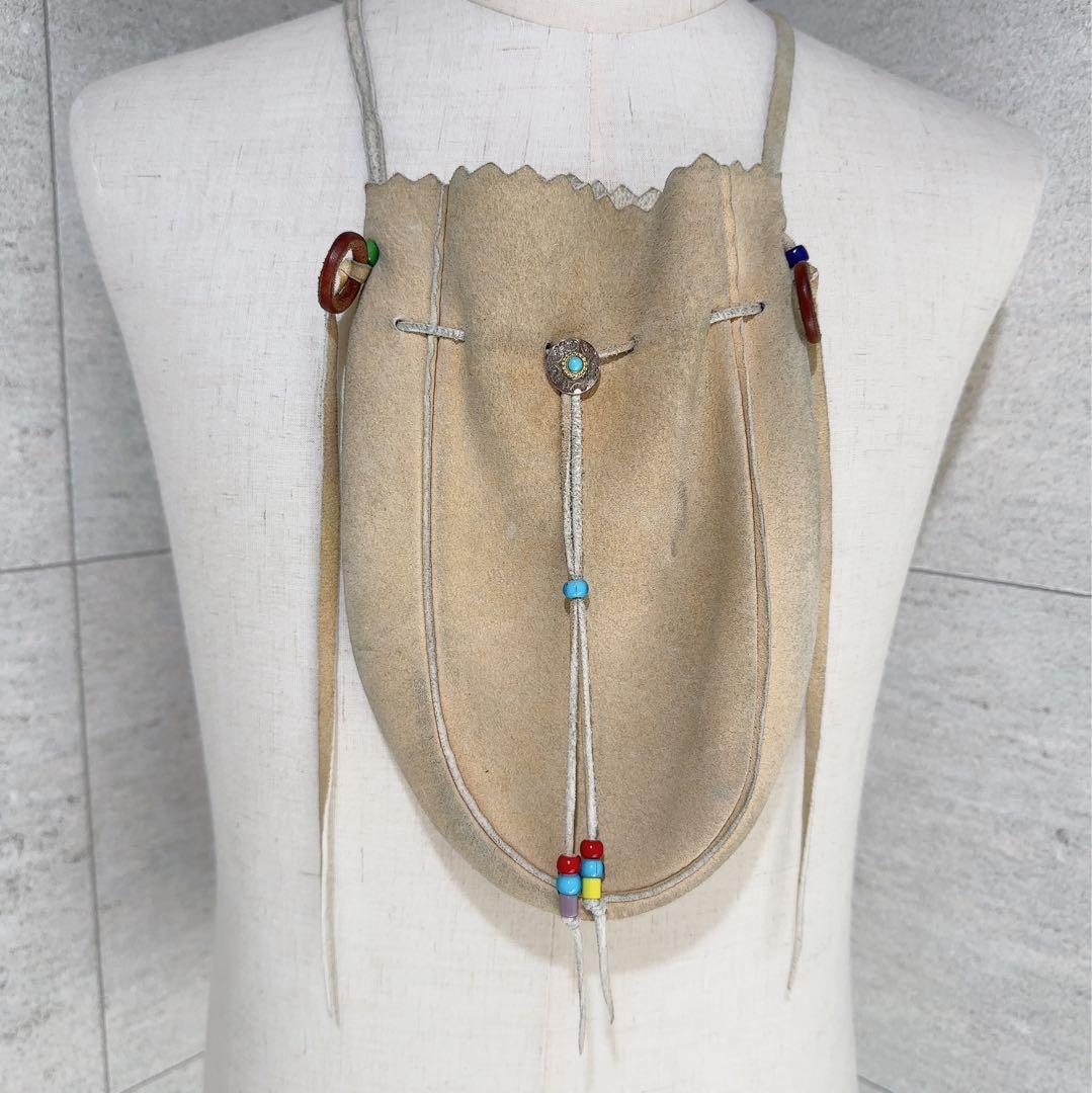 ゴローズ goro's スモーク 巾着ポーチ L バッグ 金縄ターコイズコンチョ