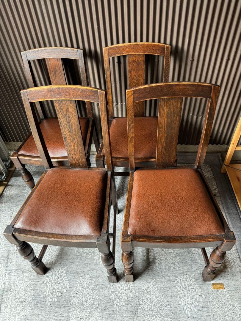 ④1脚/4脚 イギリス アンティーク 家具 ダイニング チェア 椅子