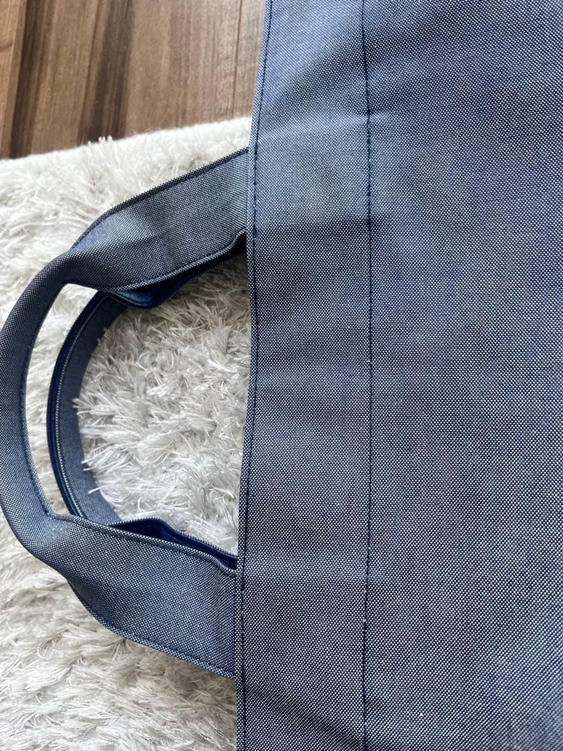 familiar 【美品】デニム地トートバッグ マチ付き ファスナー付き