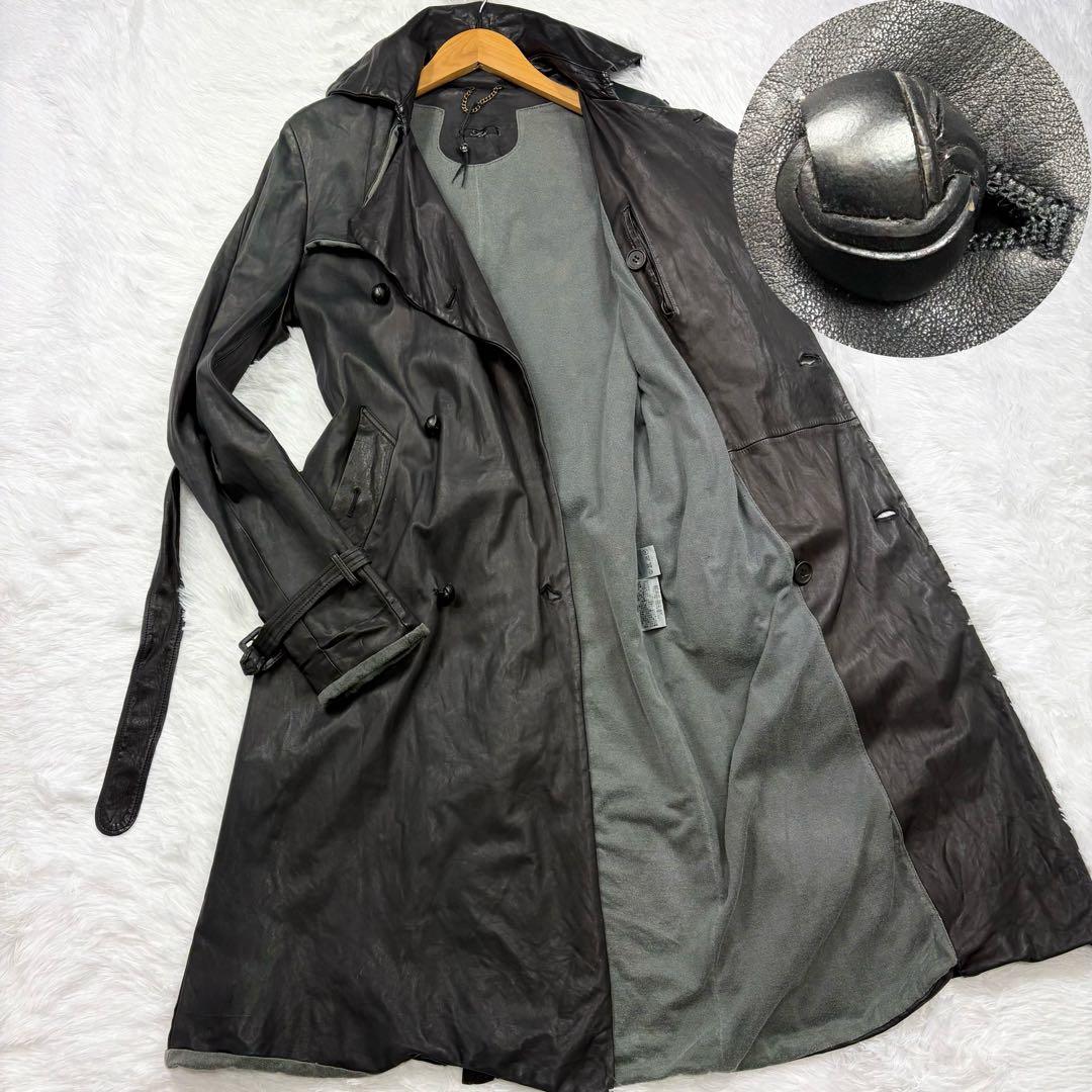 ✨超希少✨シシ　オールレザー　トレンチコート　ベルト　ロング丈　羊革　Mサイズ