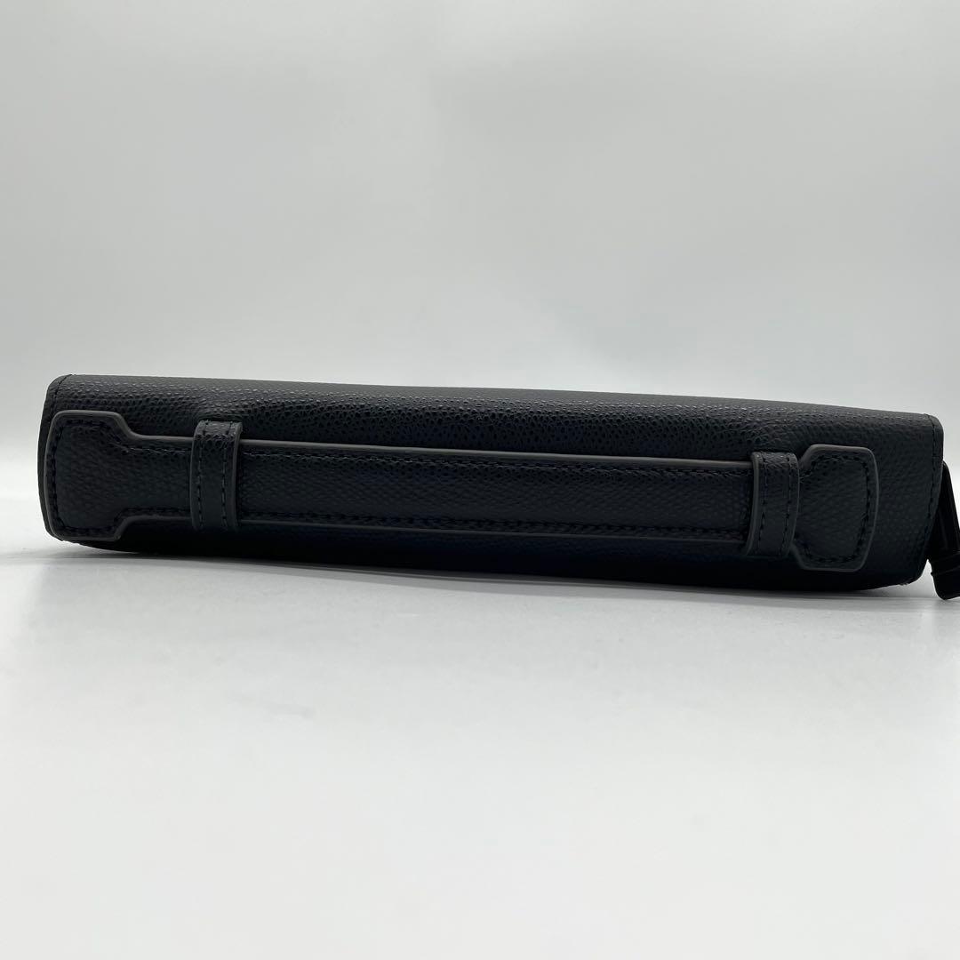 【極美品】トゥミ　トラベルオーガナイザー　ロゴプレート　Wファスナー　レザー　黒