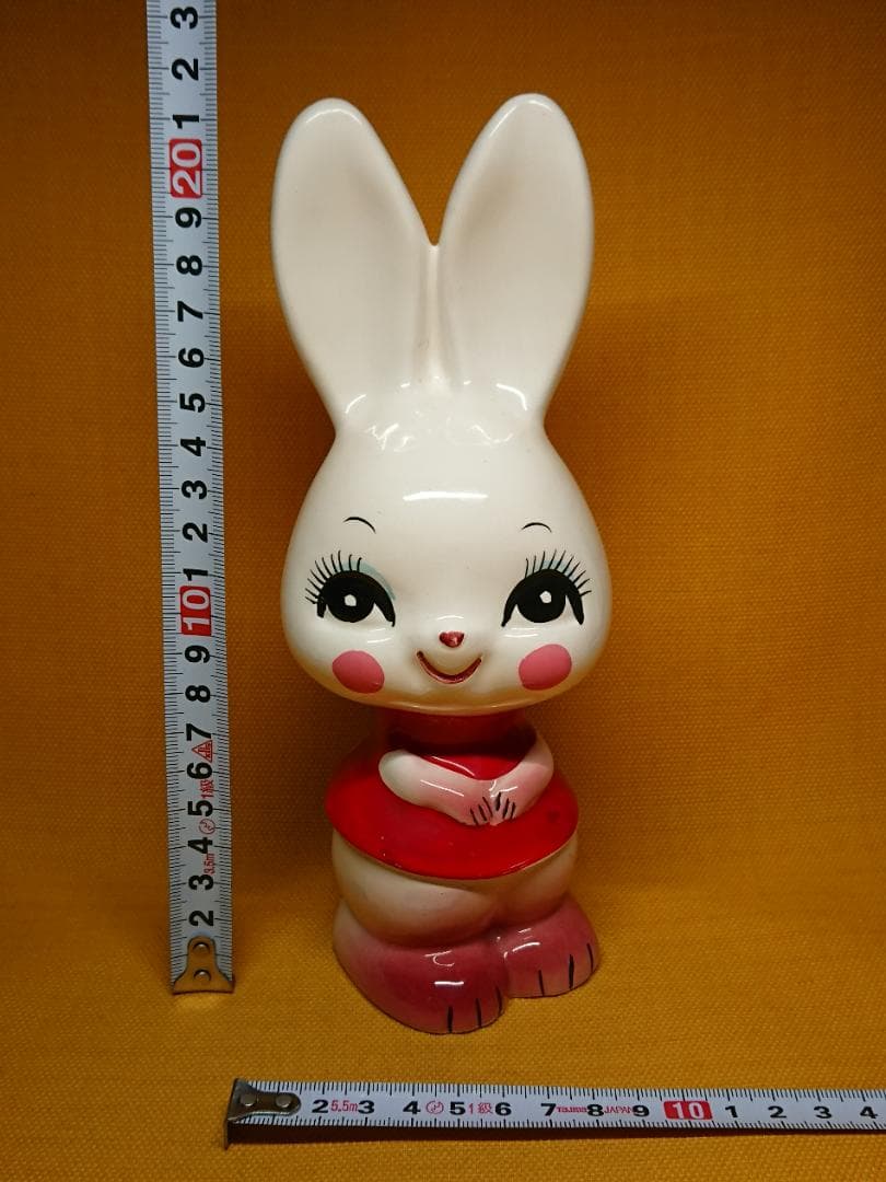 ビンテージ　ウサギ　兎　白兎　陶器　置物　インテリア　工芸品　美術品　A1110