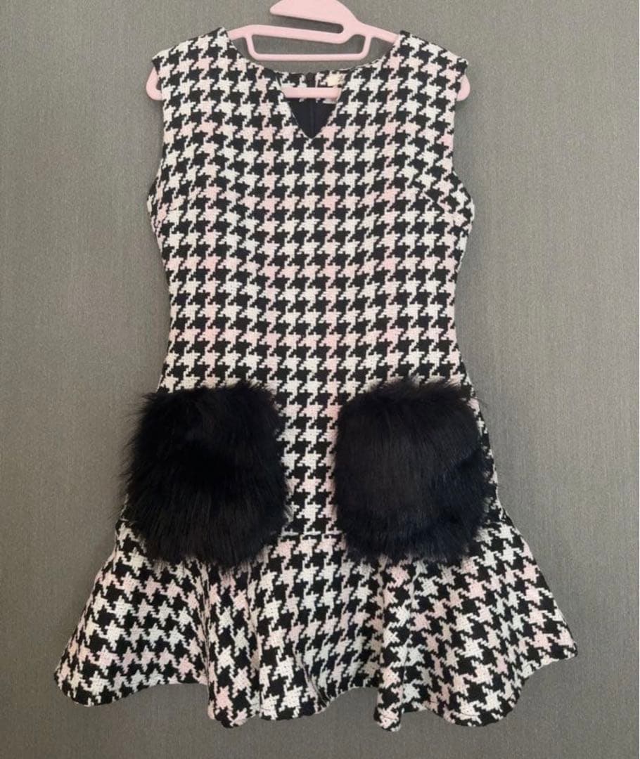 ルミニョンpink × black houndstooth pocket