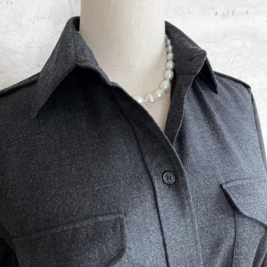 極美品★HERMES★ウール★フラノ★ベルト付★トレンチコート★ワンピース