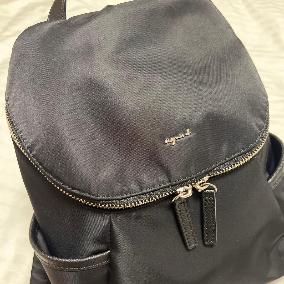 美品　agnes.b アニエスベー　ミニリュック 黒　ナイロン　本革