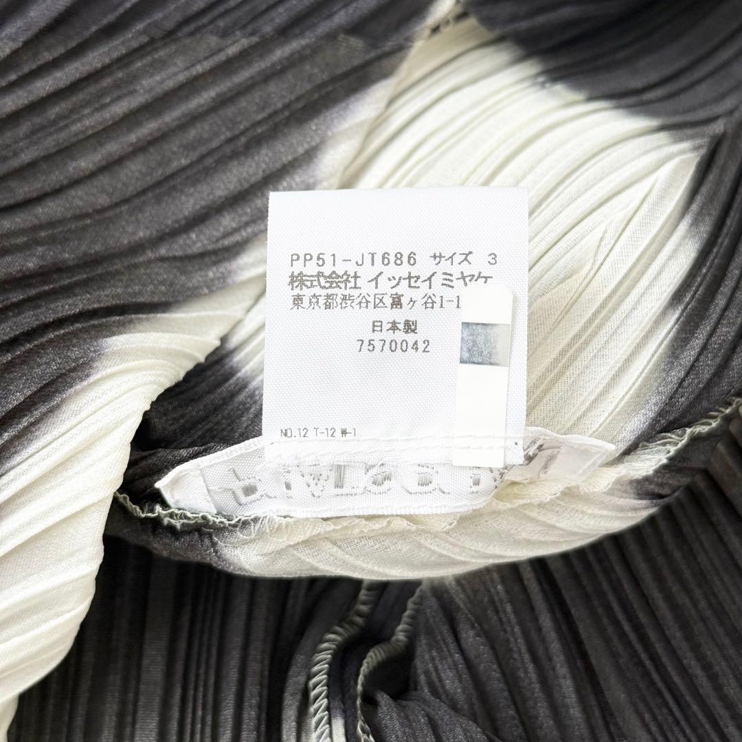 極美品❤️プリーツプリーズ　シャツ　チュニック　半袖　変形　ボーダー　Lサイズ