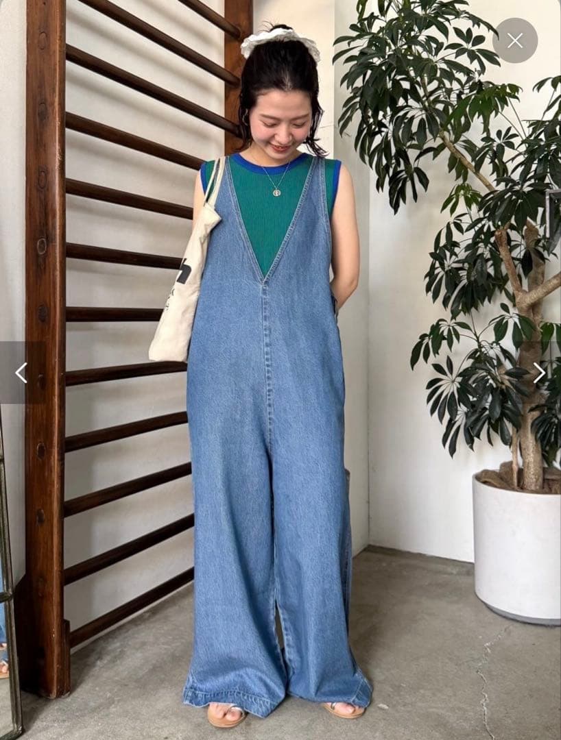 B.C STOCKデュジュールDU JOUR Vネック デニムサロペットroku