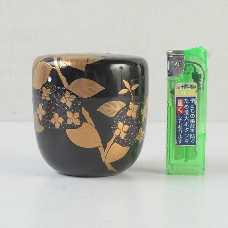 茶道具　加賀蒔絵師　竹内幸斎作　螺鈿装飾　紫陽花蒔絵　大棗　共箱　V　9879