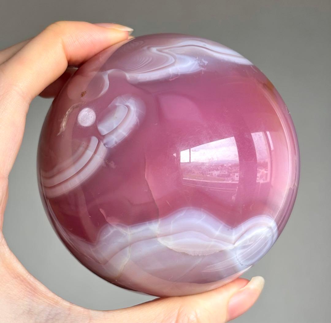 レア　高品質　ピンク瑪瑙　ピンクアゲート　BIGスフィア　8センチ