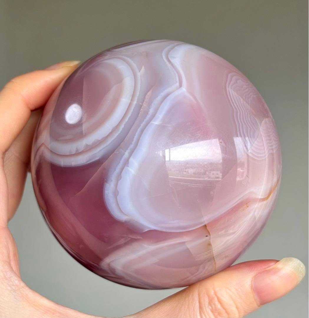 レア　高品質　ピンク瑪瑙　ピンクアゲート　BIGスフィア　8センチ