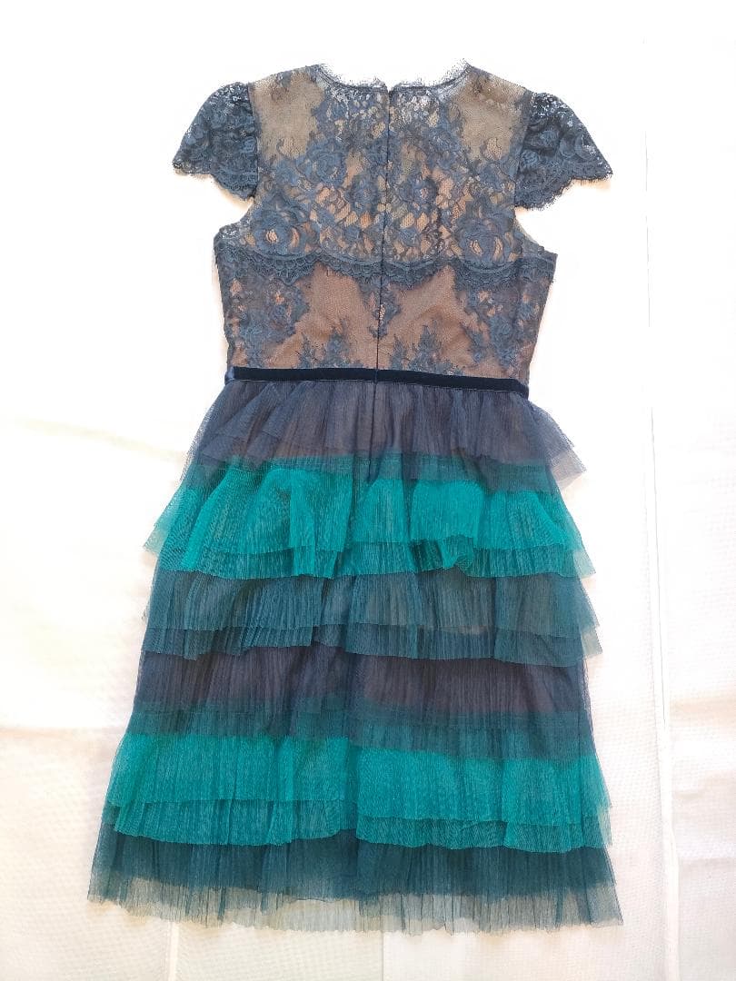マルケッサノッテ　レース チュール付き キャップスリー ベルベットリボンドレス