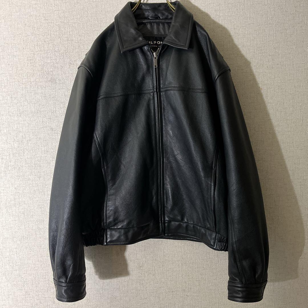 レザージャケット 本革 シングルライダース ブルゾン ブラック