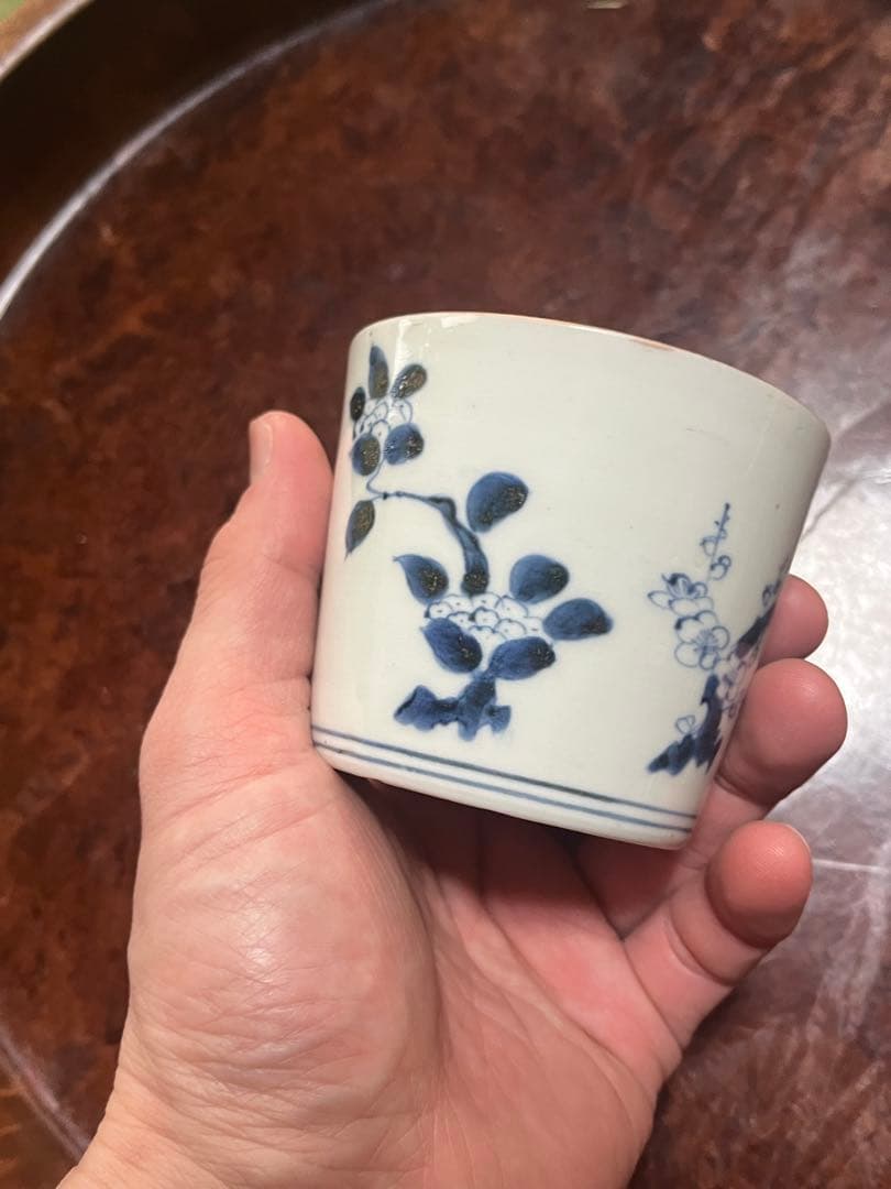 古伊万里　蕎麦猪口　あじさい　鶯　ウグイス　梅　雀　雲雀　紫陽花　民芸　民藝