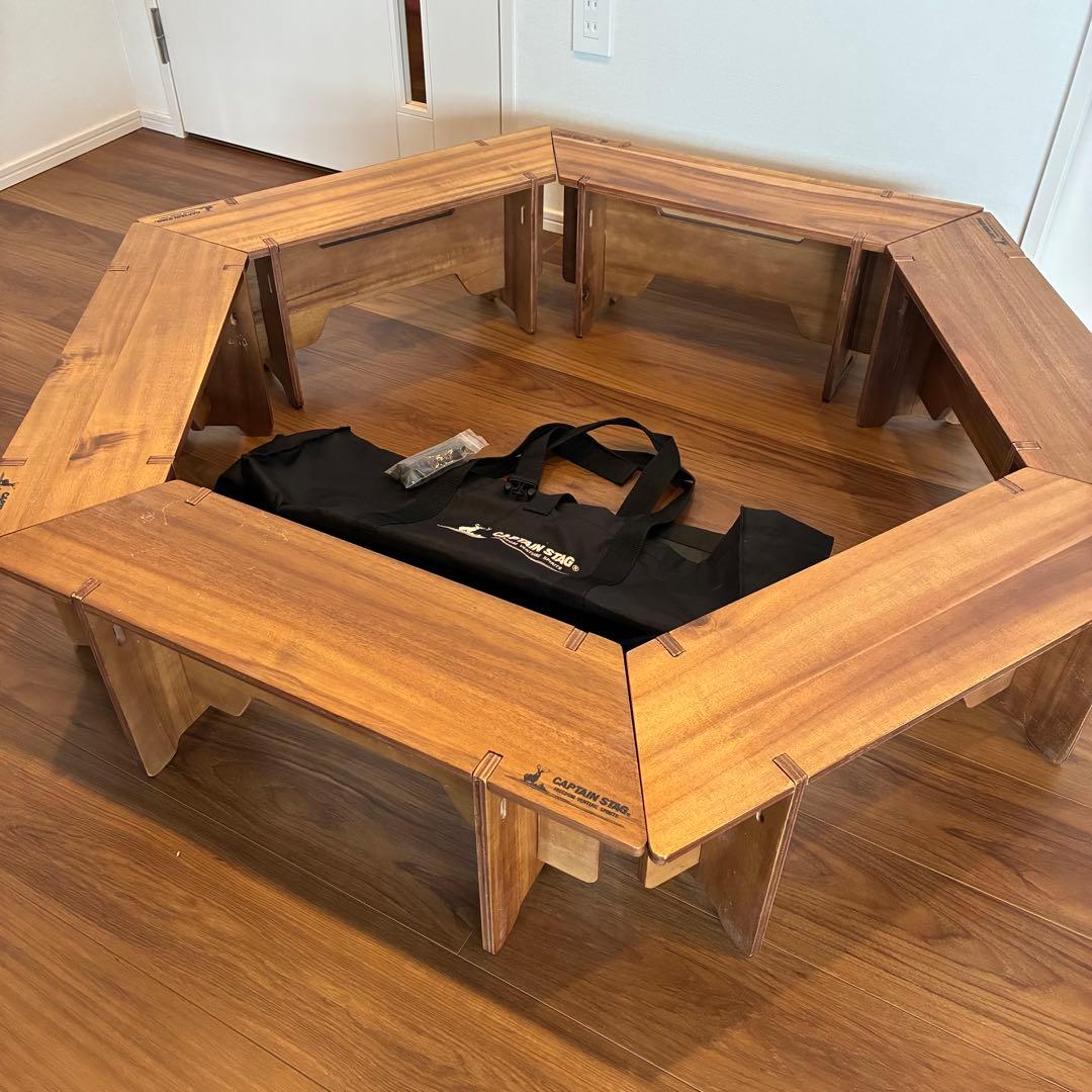 CAPTAIN STAG ヘキサゴンテーブル 収納バッグ付き