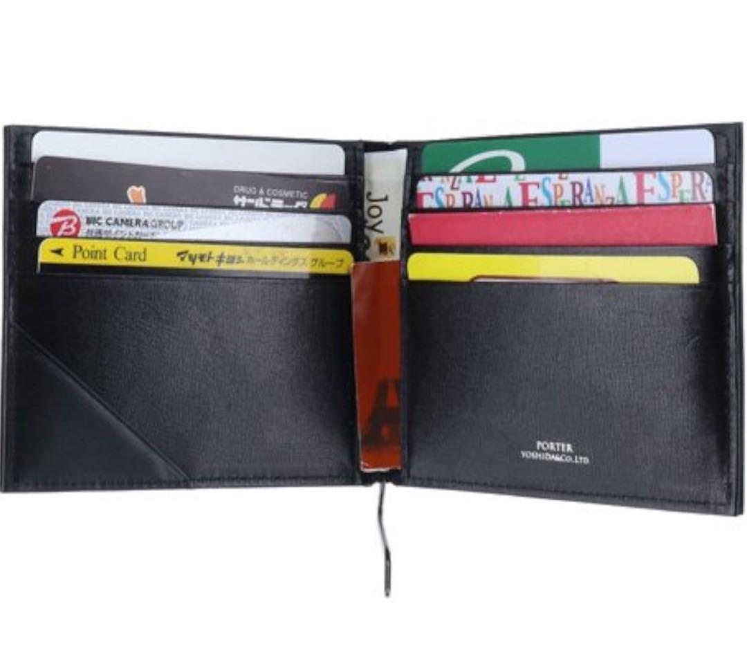 ナ*ん様 ポーター プリュム マネークリップ　折りたたみ財布　レザー　ブラック