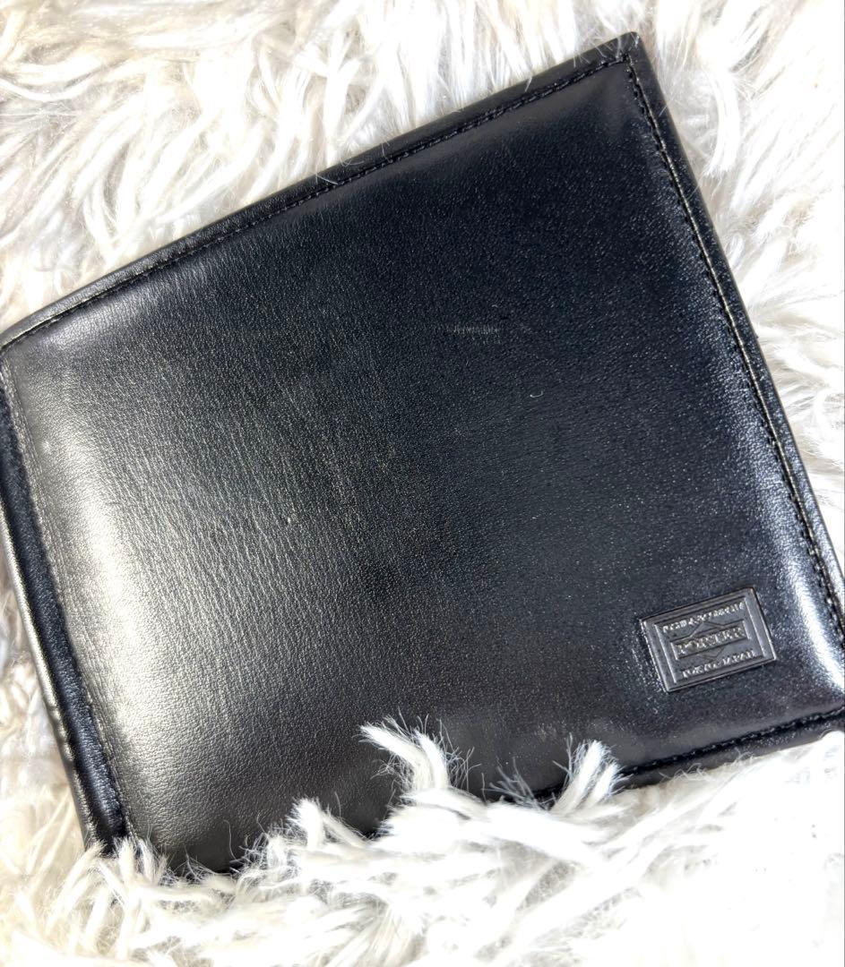 ナ*ん様 ポーター プリュム マネークリップ　折りたたみ財布　レザー　ブラック