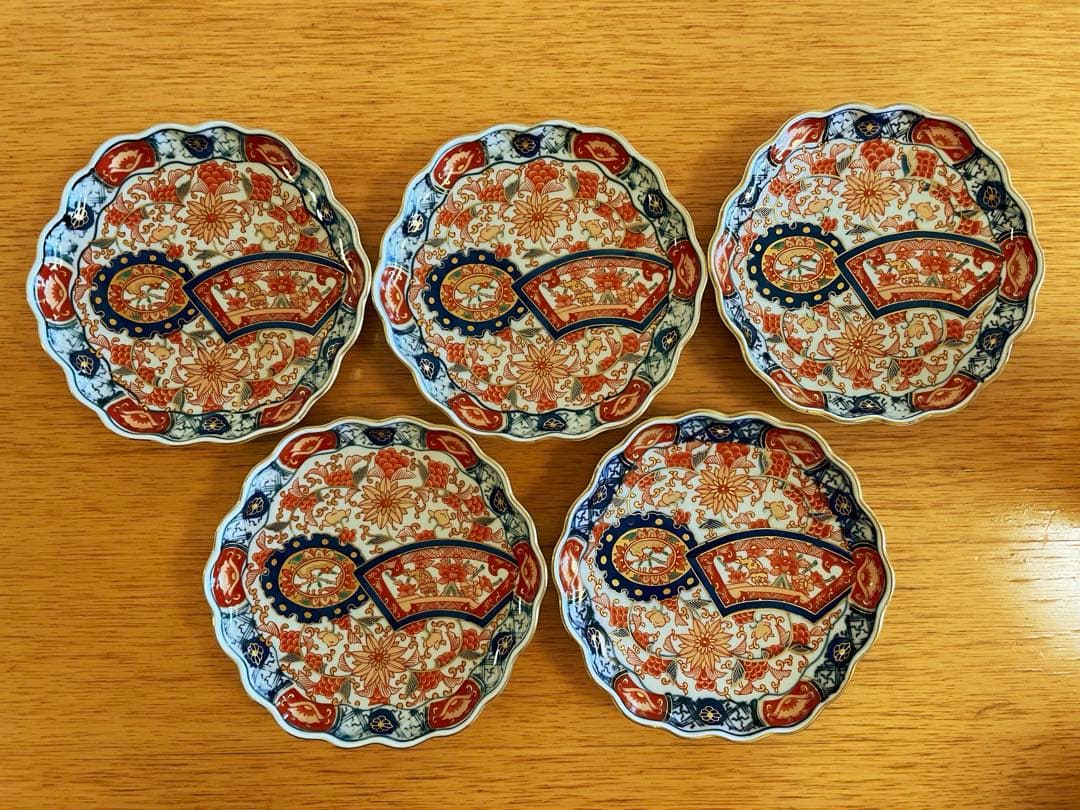 古伊万里　色絵　中皿　5枚セット