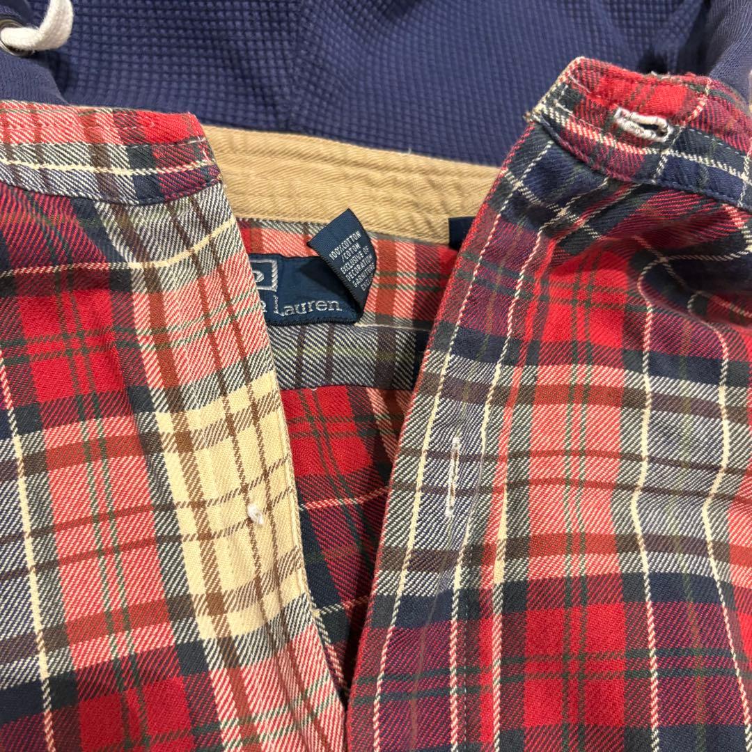 ポロラルフローレン　フード付きネルシャツ　チェック 90s