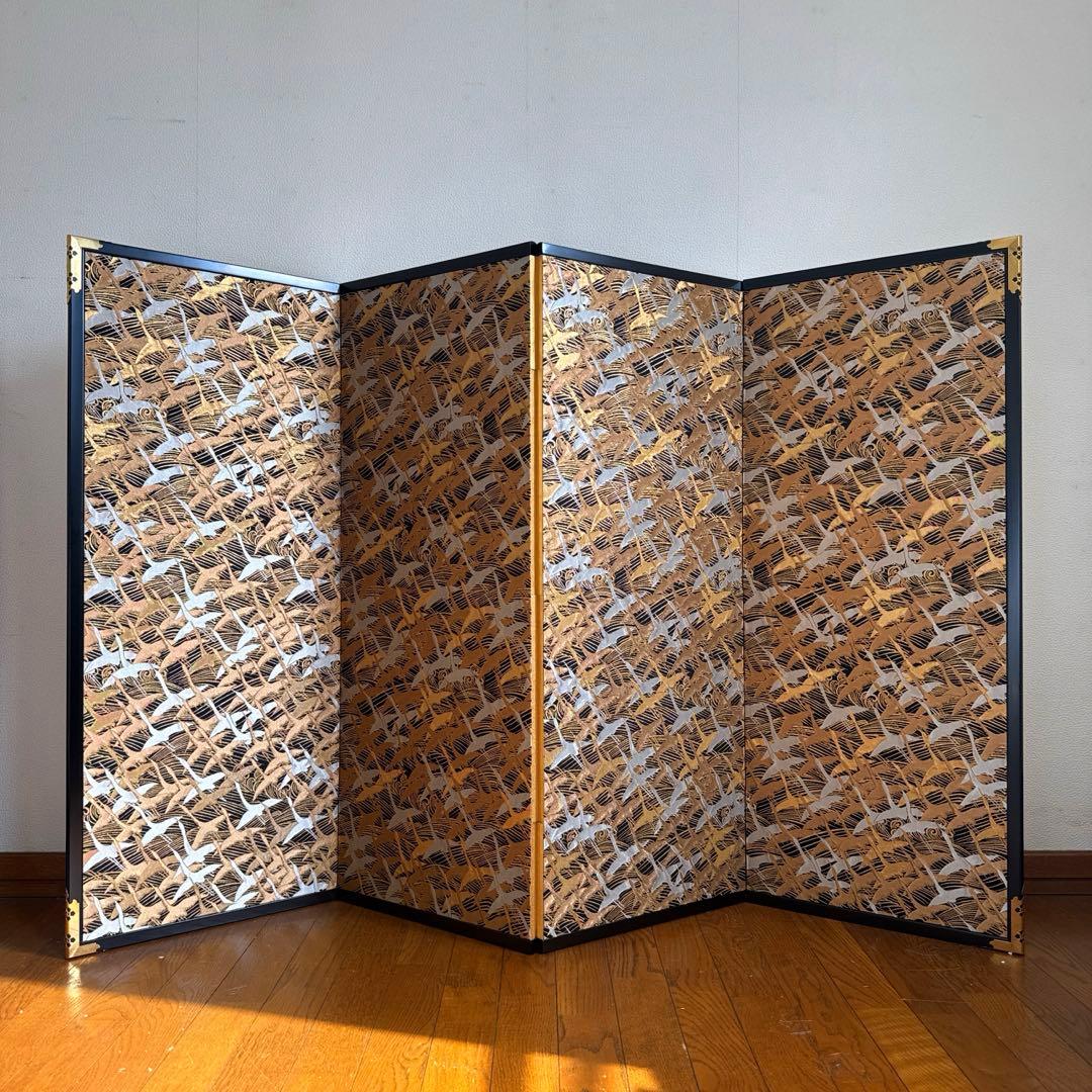 屏風 小屏風 琳派 青海波 群鶴図 京都 西陣織 和モダン