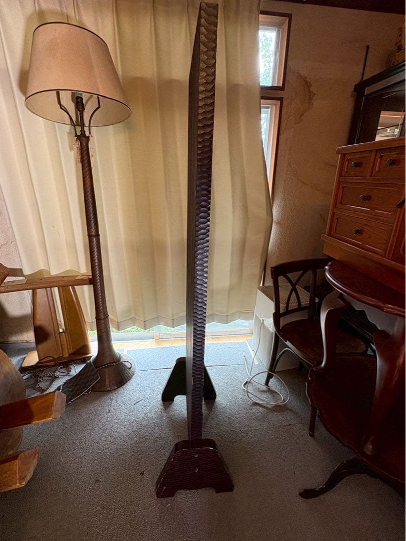 引取限定　伝統工芸品　 鎌倉彫　三面鏡　姿見　 全身鏡 ミラー 昭和レトロ