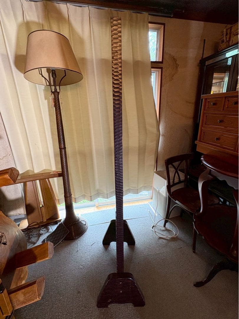 引取限定　伝統工芸品　 鎌倉彫　三面鏡　姿見　 全身鏡 ミラー 昭和レトロ