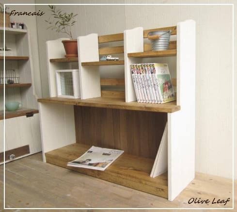 サイズ、デザインオーダー可！お子様目線ラック●シャビーブラウン無垢材●受注製作