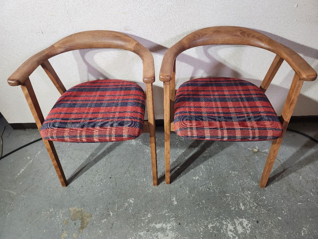 Calore/カロレ　Uチェア　2脚セット/ダイニングチェア/チェック柄③