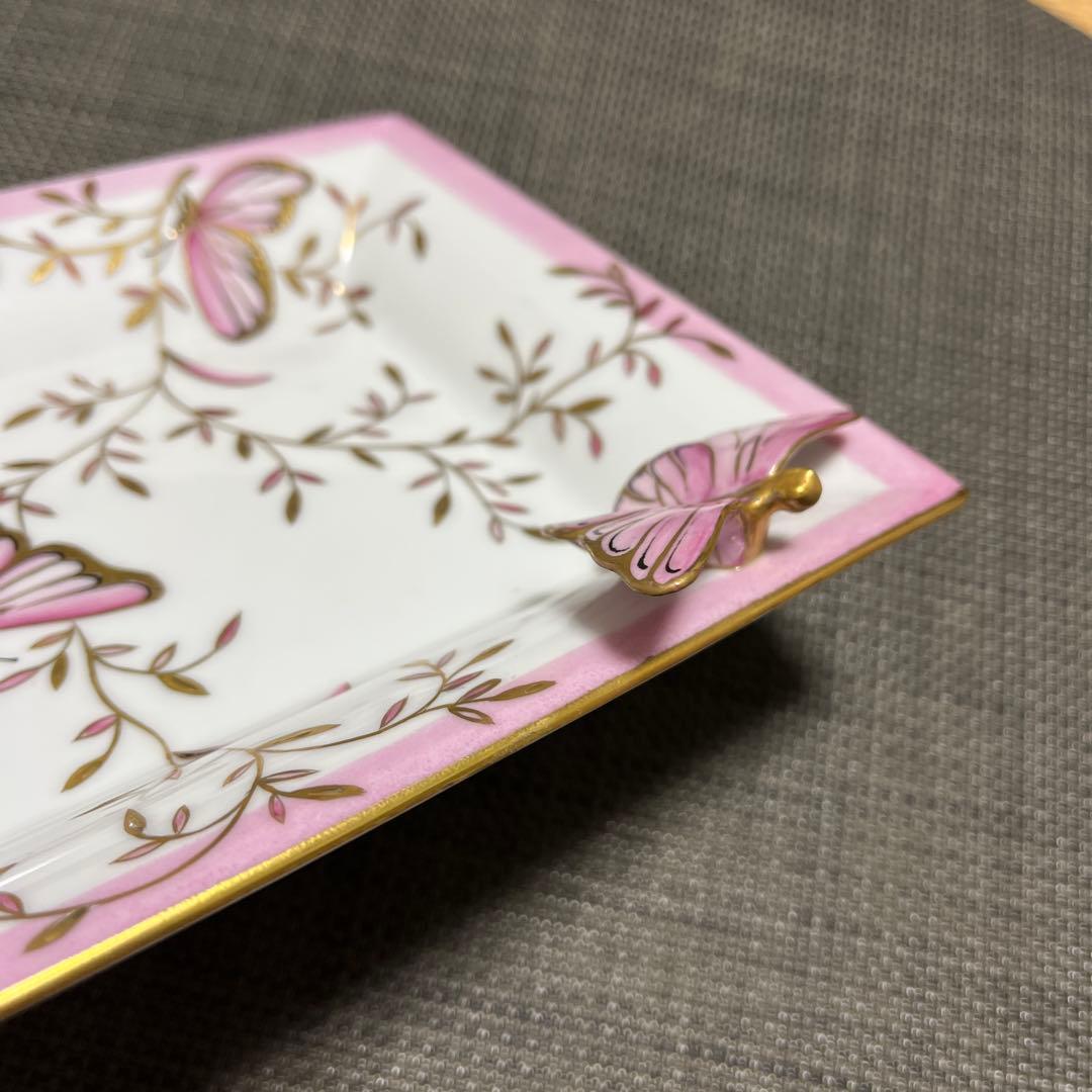 美品☆送料込み！！ ロールセリニャック 小物皿 箱付きピンク 蝶々