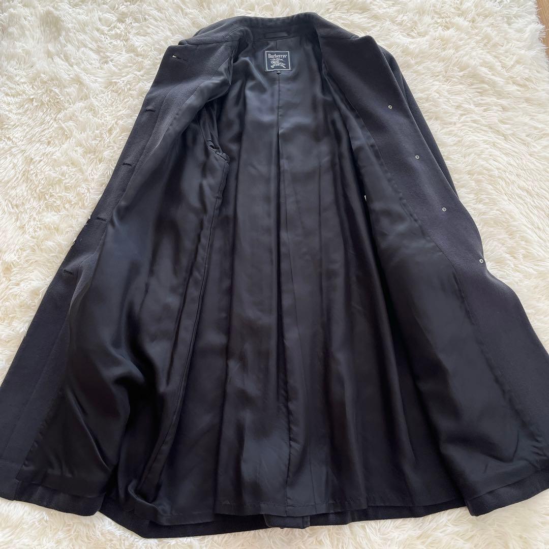 極美品　バーバリー　アンゴラ100% ステンカラーコート　ダークグレー　ロング