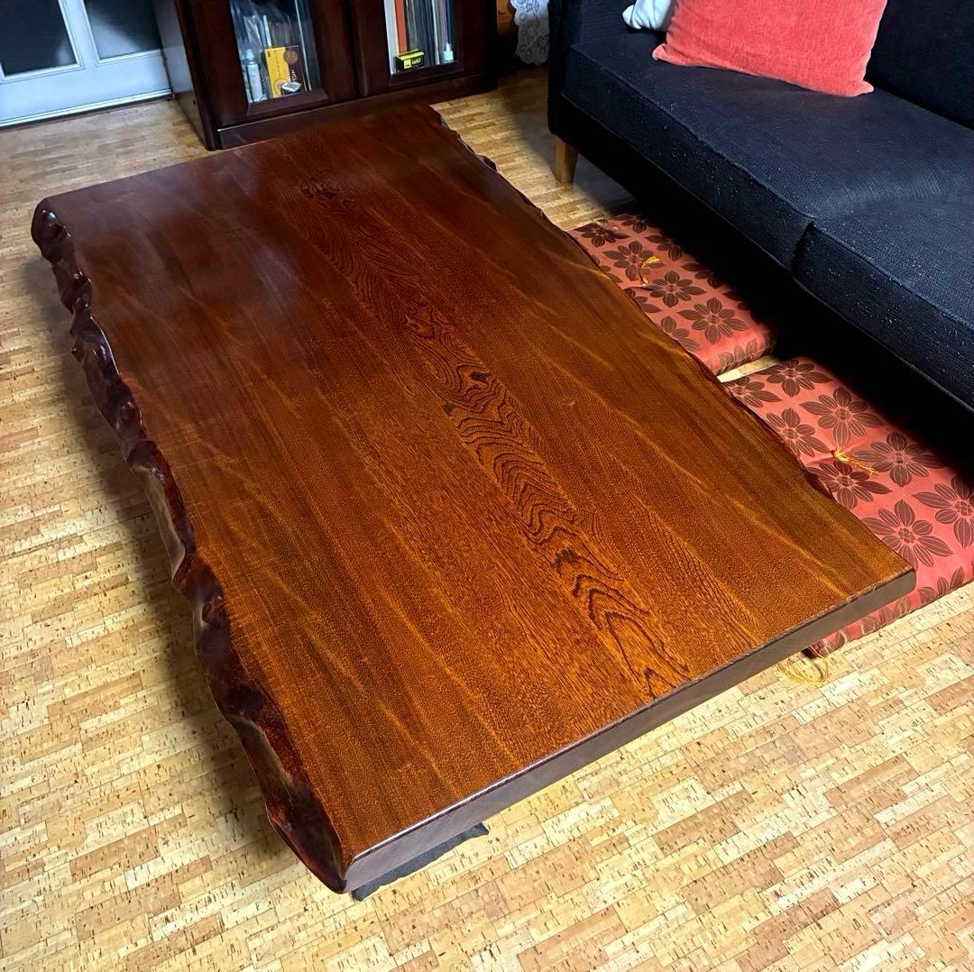 欅の一枚板　座卓　無垢　 ローテーブル　昭和レトロ