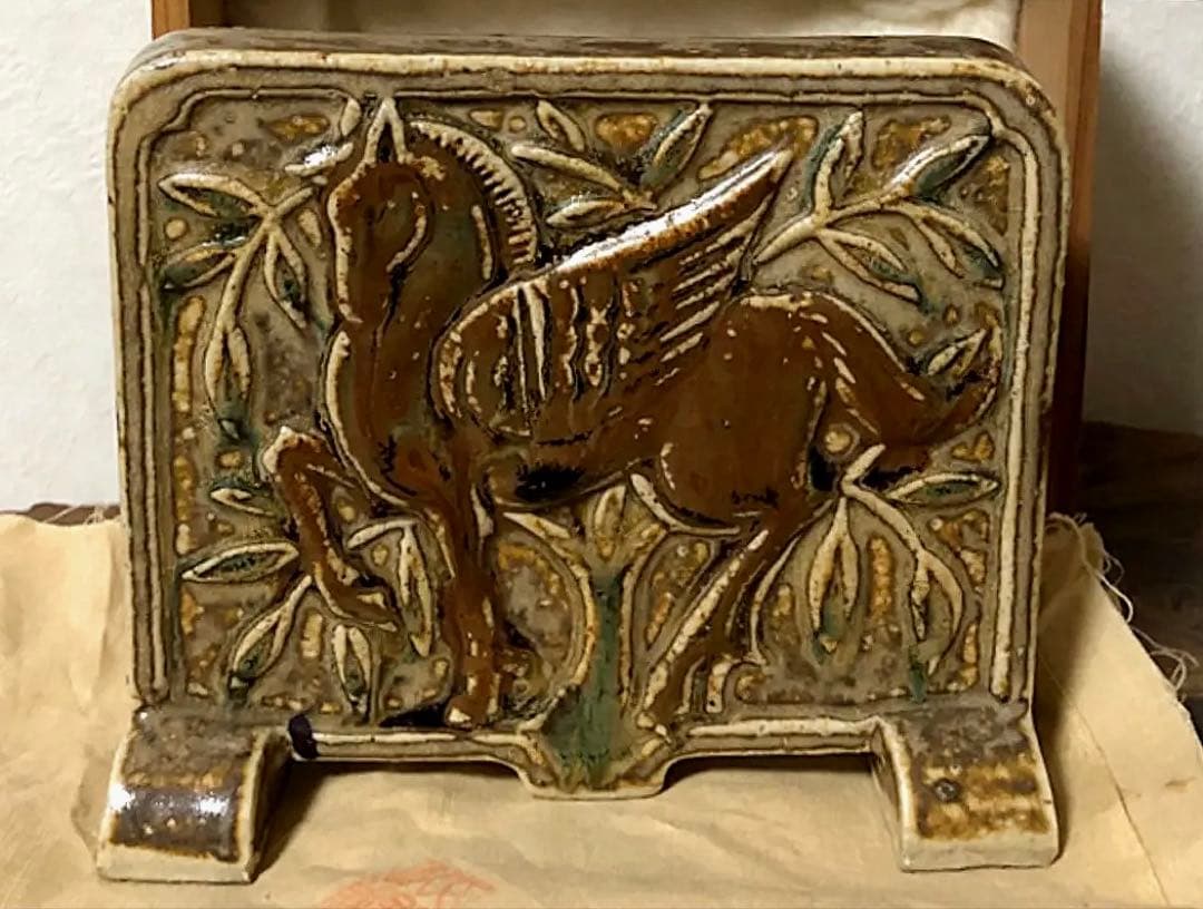 時代 天馬 硯屏 在銘 陶器 箱